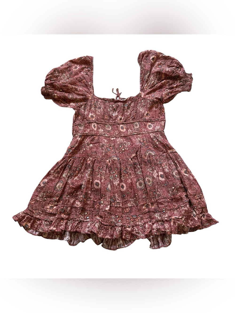 Ulla Johnson Floral Puff Sleeve Smocked Mini Dress Brown Print 4 Boho Romantic - Picture 15 of 16